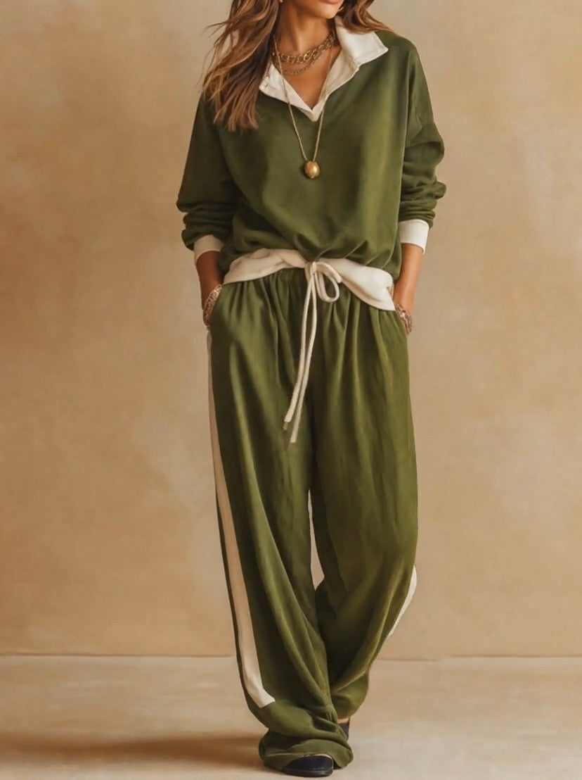 Ruby - Coordinato con pantaloni a gamba larga e polo a vestibilità rilassata