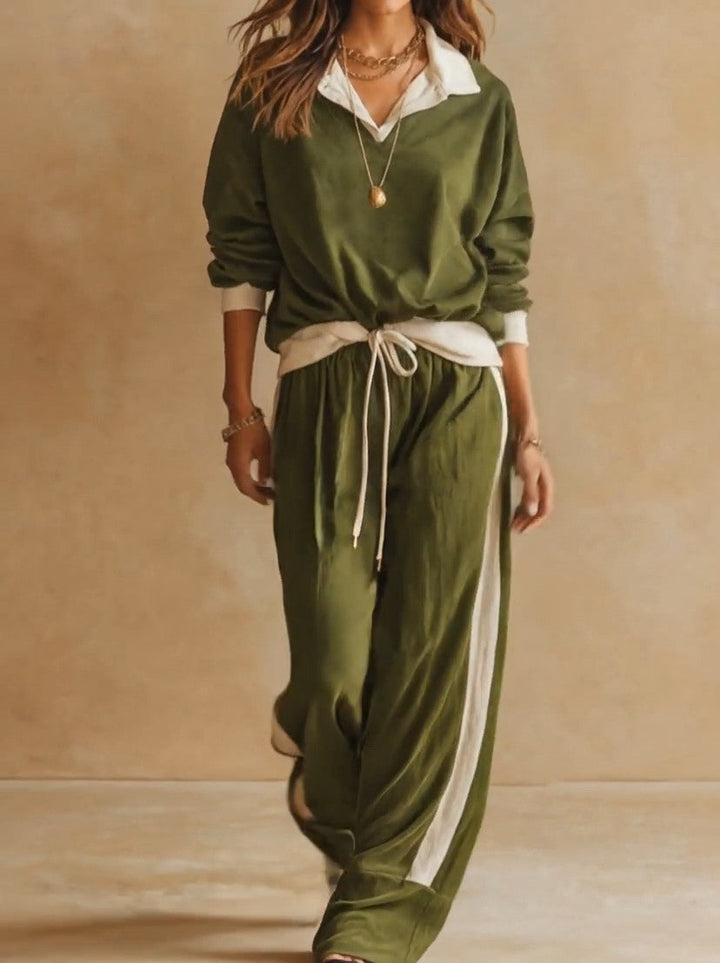 Ruby - Coordinato con pantaloni a gamba larga e polo a vestibilità rilassata