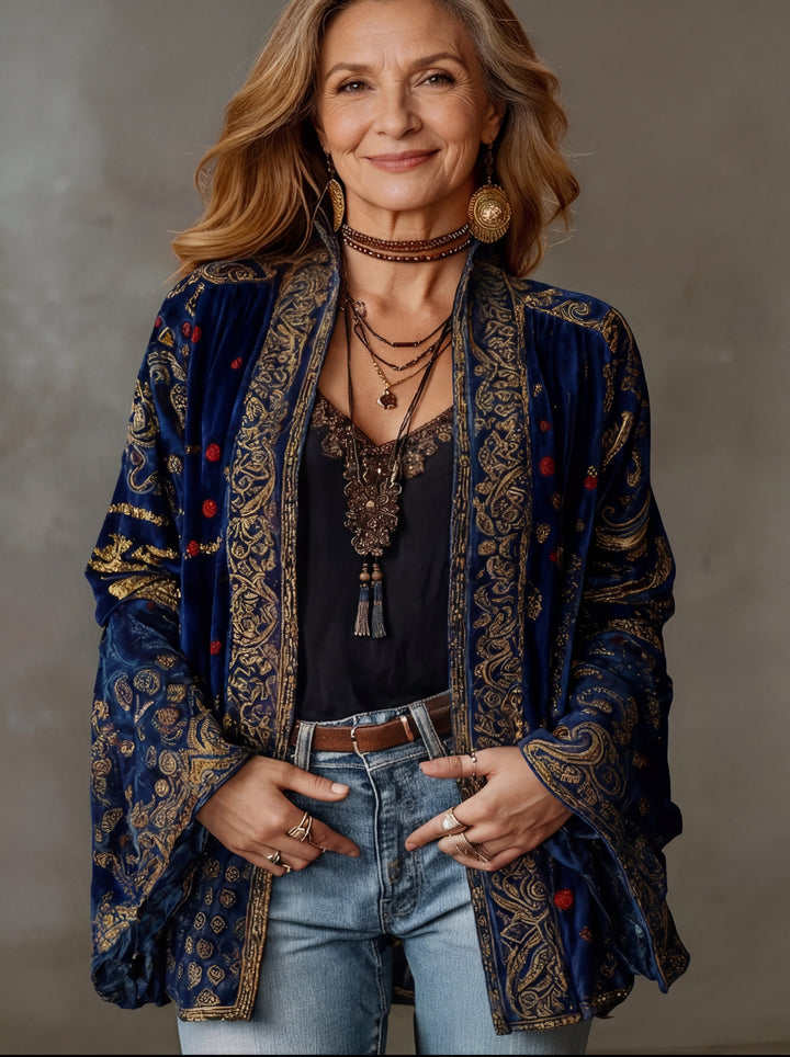 Eudocia - Cardigan stile kimono ricamato boho