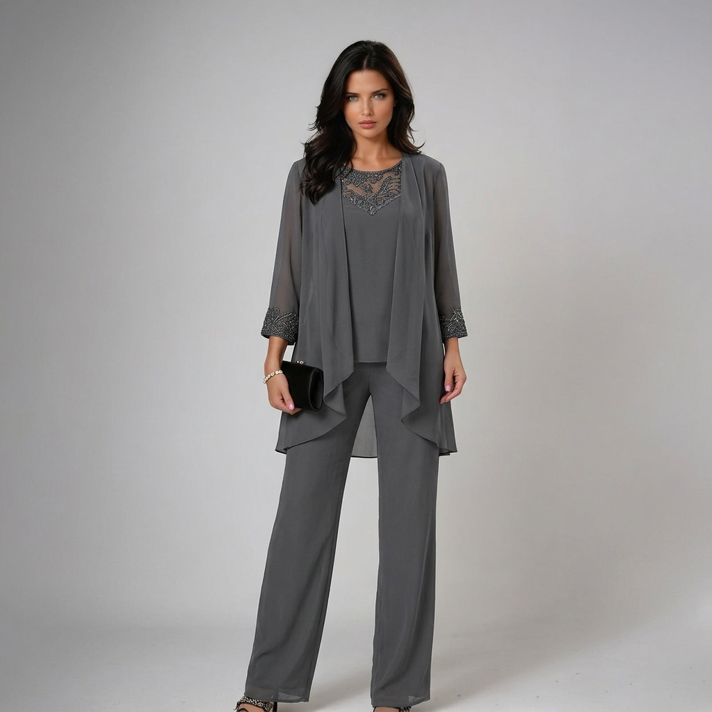 Bronte - Coordinato a tre pezzi con pantaloni morbido al tatto