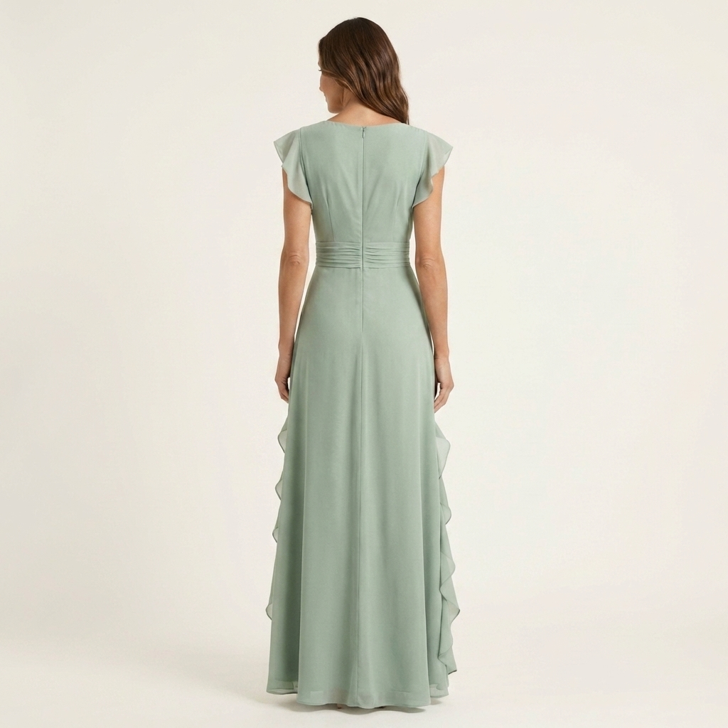 Delyth - Abito lungo elegante con rouches