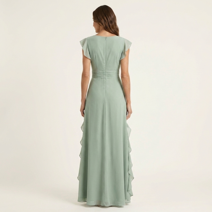 Delyth - Abito lungo elegante con rouches