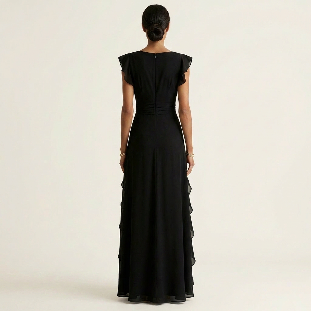 Delyth - Abito lungo elegante con rouches