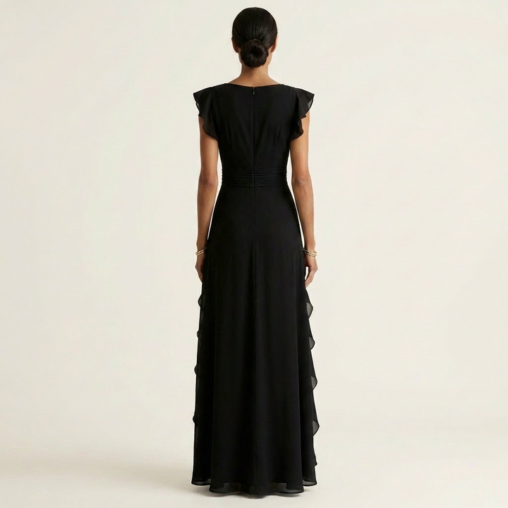 Delyth - Abito lungo elegante con rouches