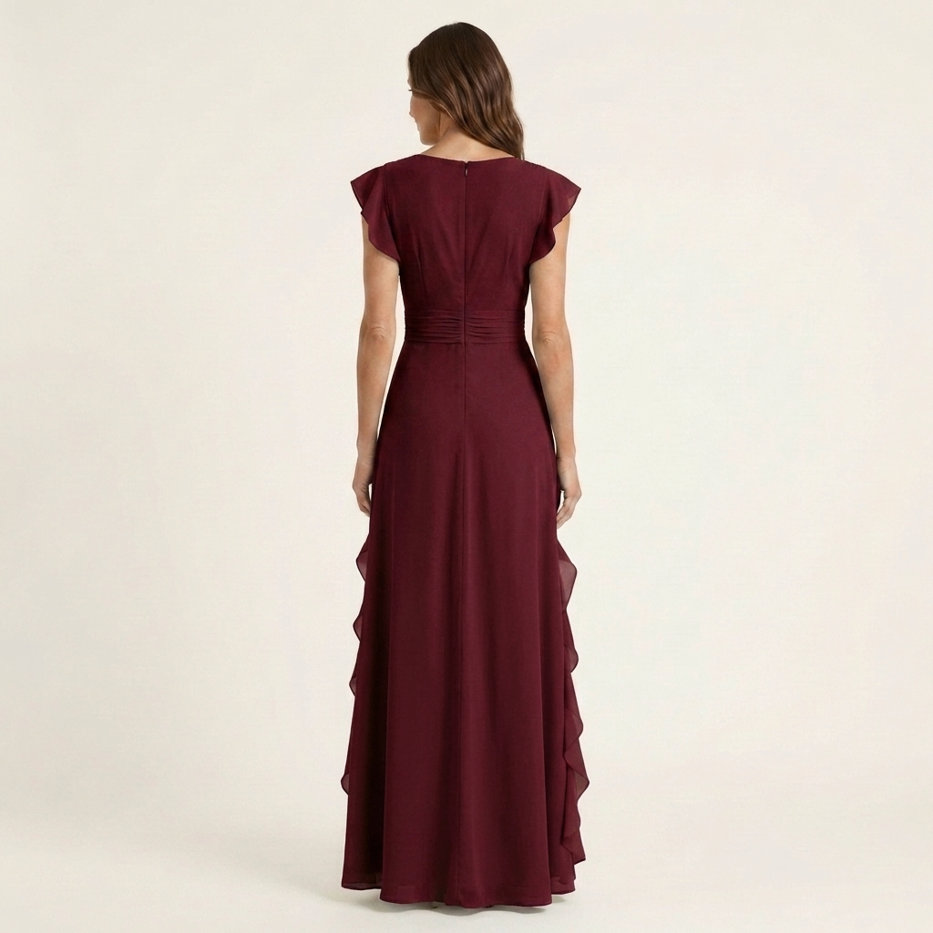 Delyth - Abito lungo elegante con rouches