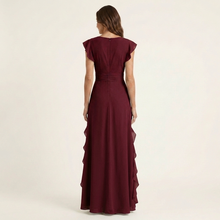 Delyth - Abito lungo elegante con rouches