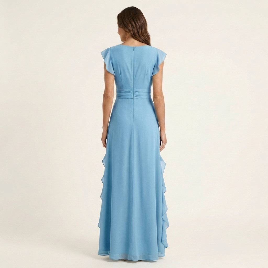 Delyth - Abito lungo elegante con rouches