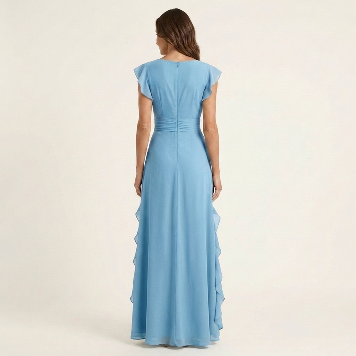 Delyth - Abito lungo elegante con rouches