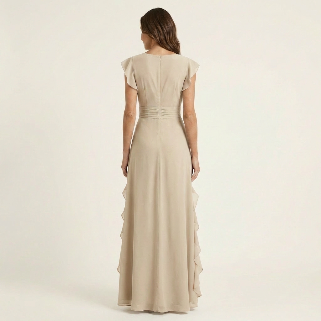 Delyth - Abito lungo elegante con rouches