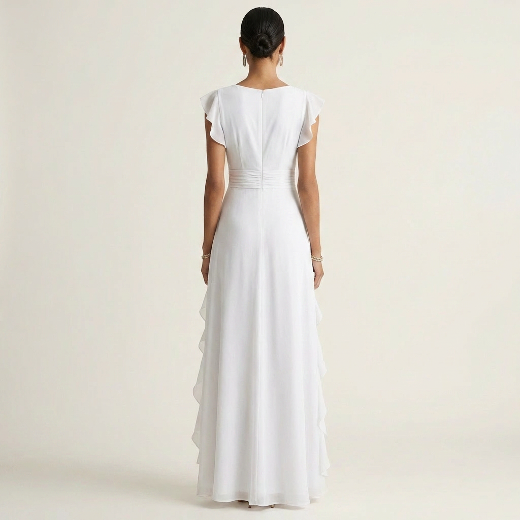 Delyth - Abito lungo elegante con rouches