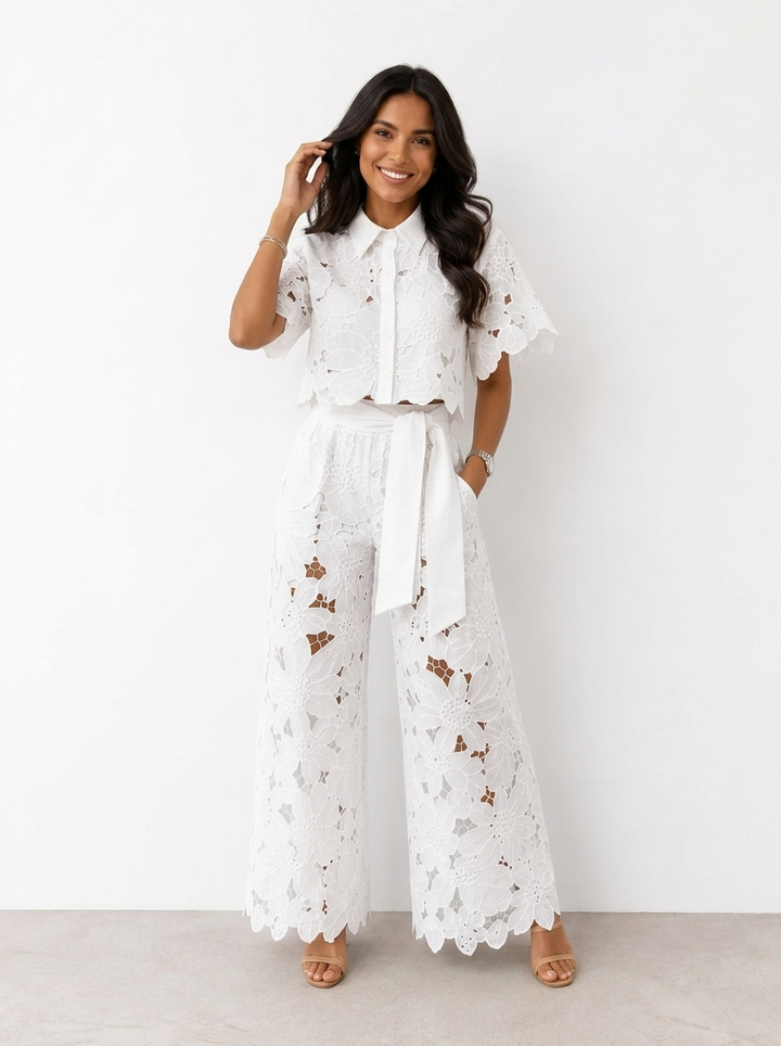 Avalina - Coordinato Blusa e Pantaloni Morbido al Tatto