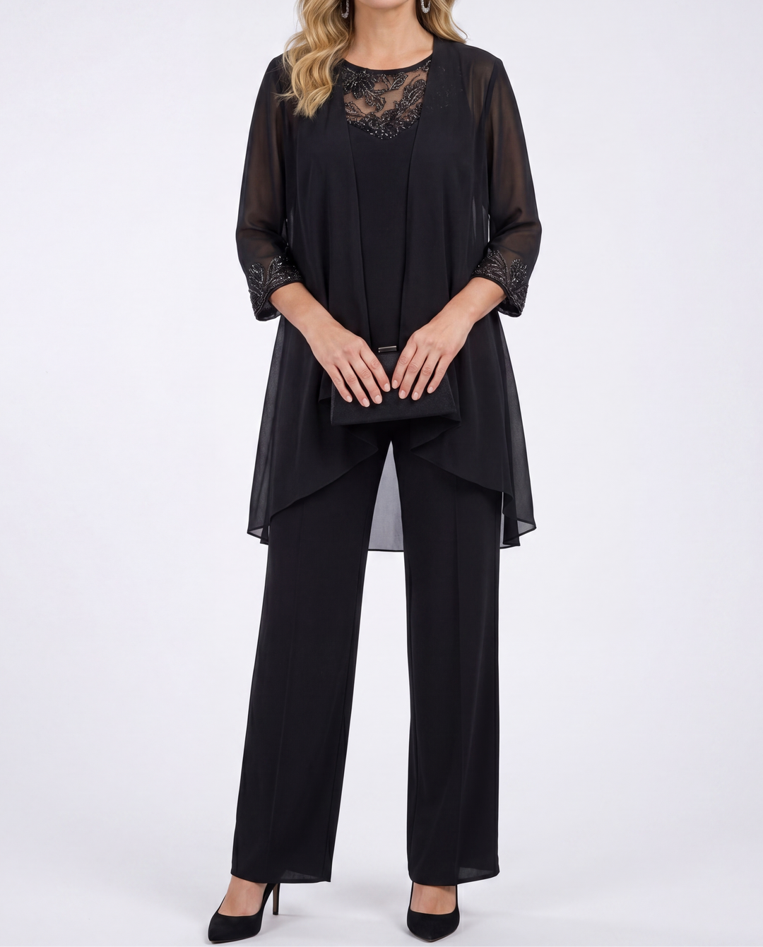 Aeliana - Completo elegante tre pezzi con blazer e pantaloni a gamba larga