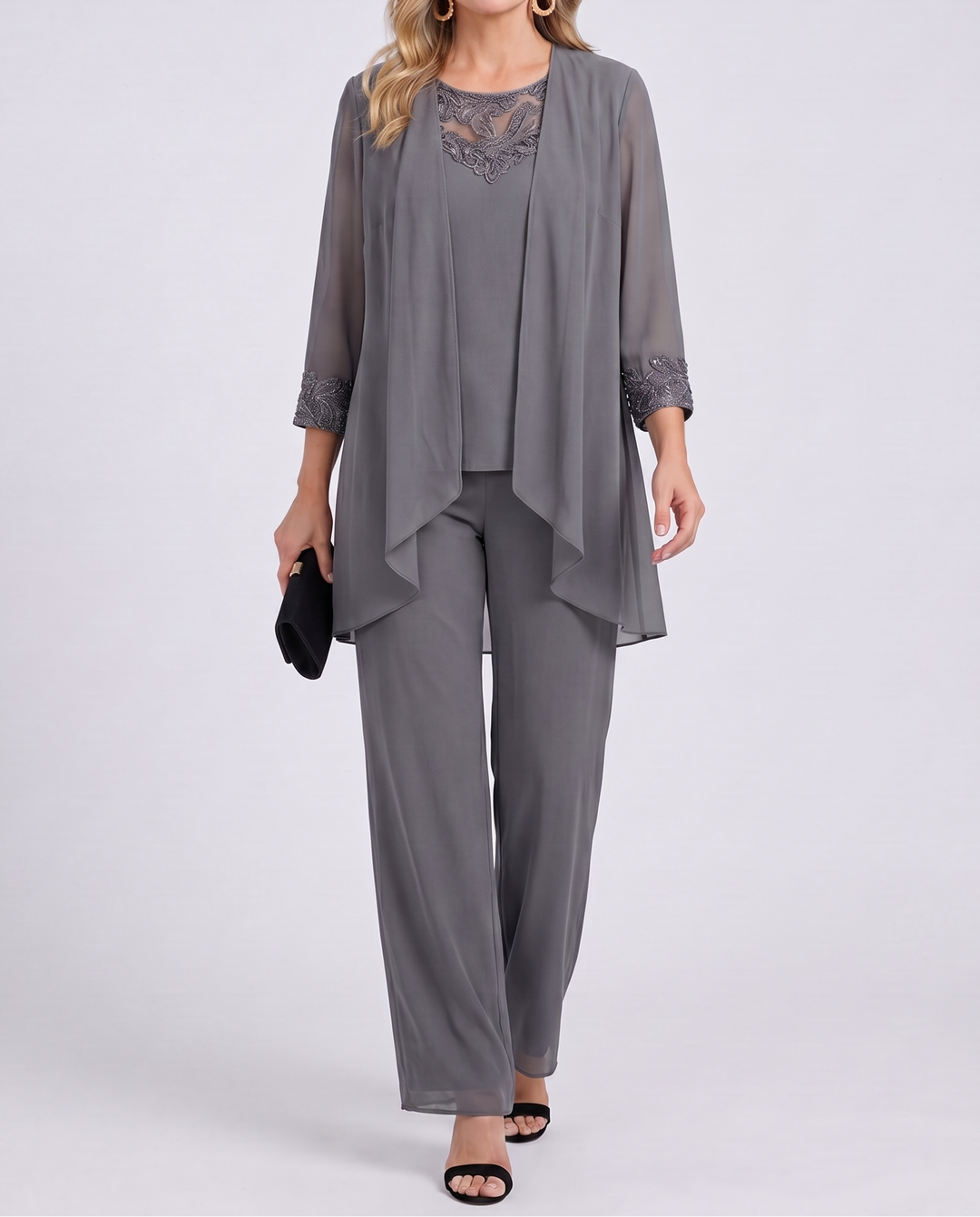 Aeliana - Completo elegante tre pezzi con blazer e pantaloni a gamba larga