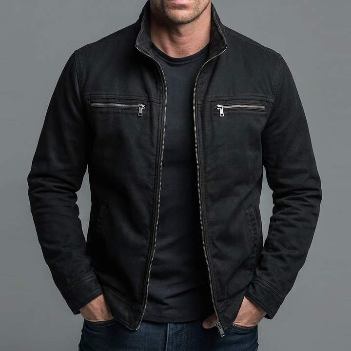 Brody - Giacca con zip dal tocco morbido, lavaggio vintage