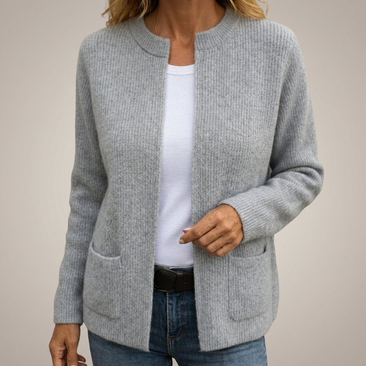 Sylverine - Cardigan in maglia aperto con tasche frontali