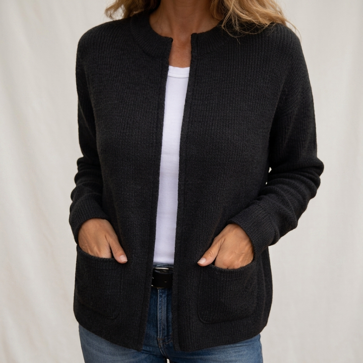 Sylverine - Cardigan in maglia aperto con tasche frontali