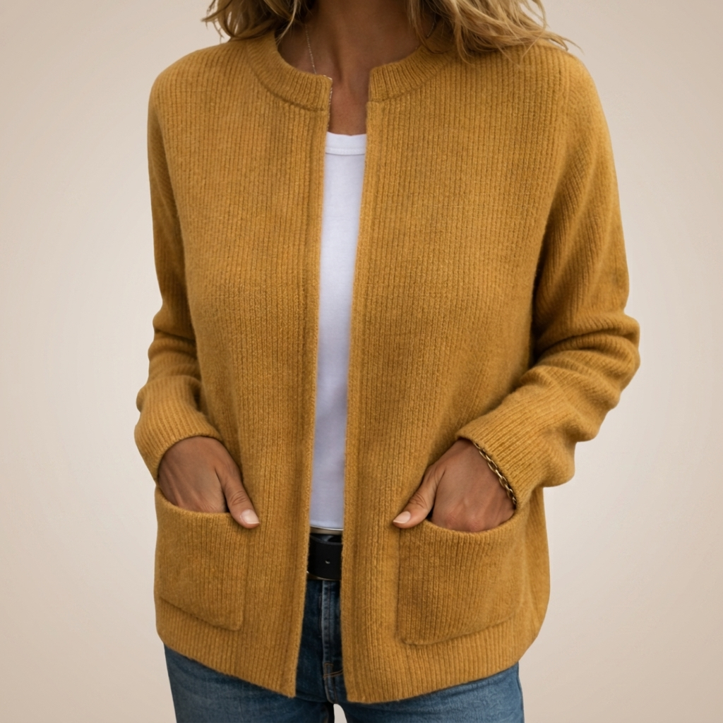 Sylverine - Cardigan in maglia aperto con tasche frontali