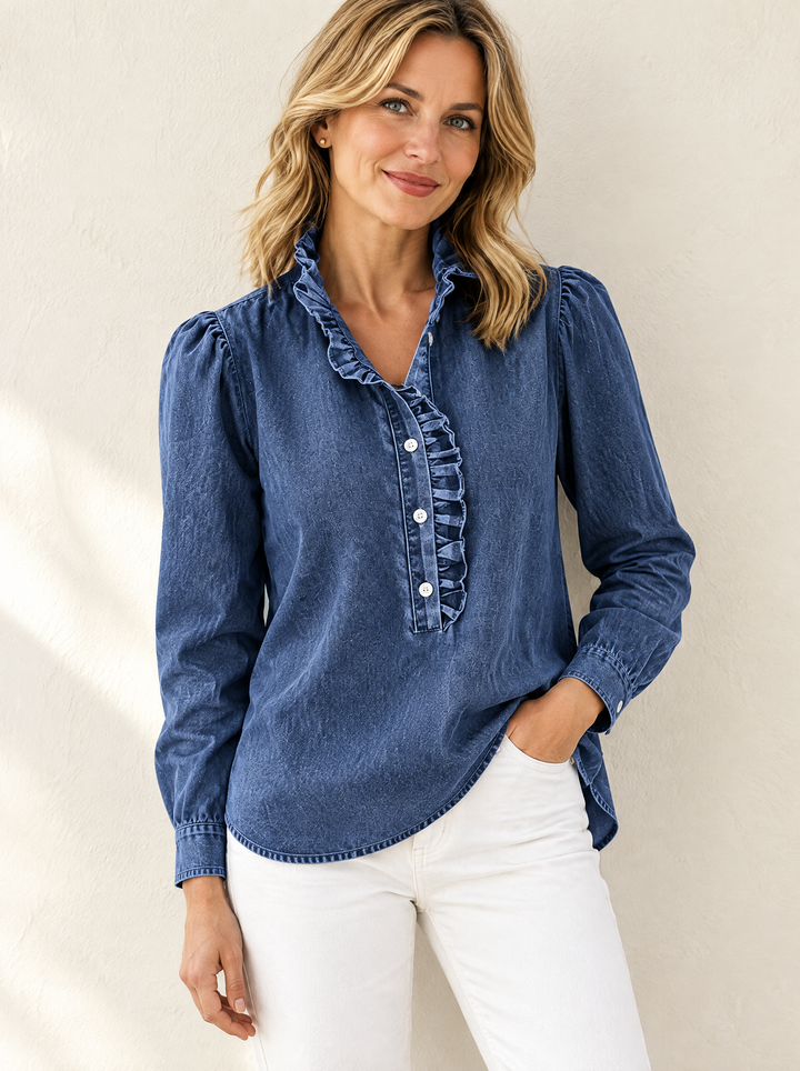 Brinna - Blusa con rouches, morbida al tatto