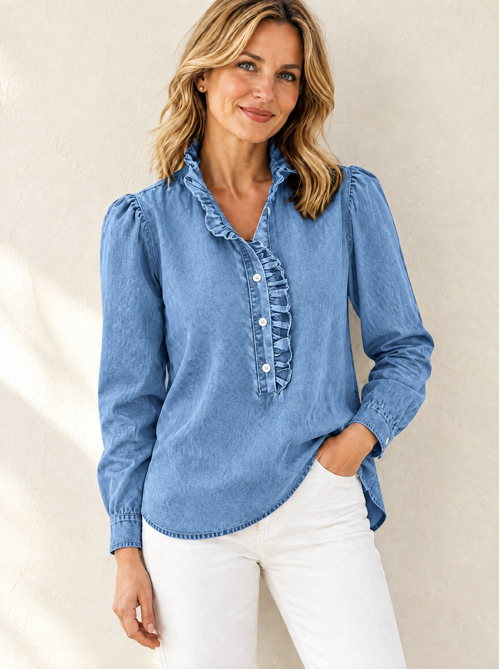 Brinna - Blusa con rouches, morbida al tatto