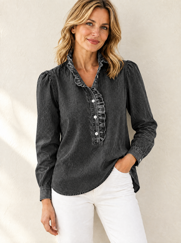 Brinna - Blusa con rouches, morbida al tatto
