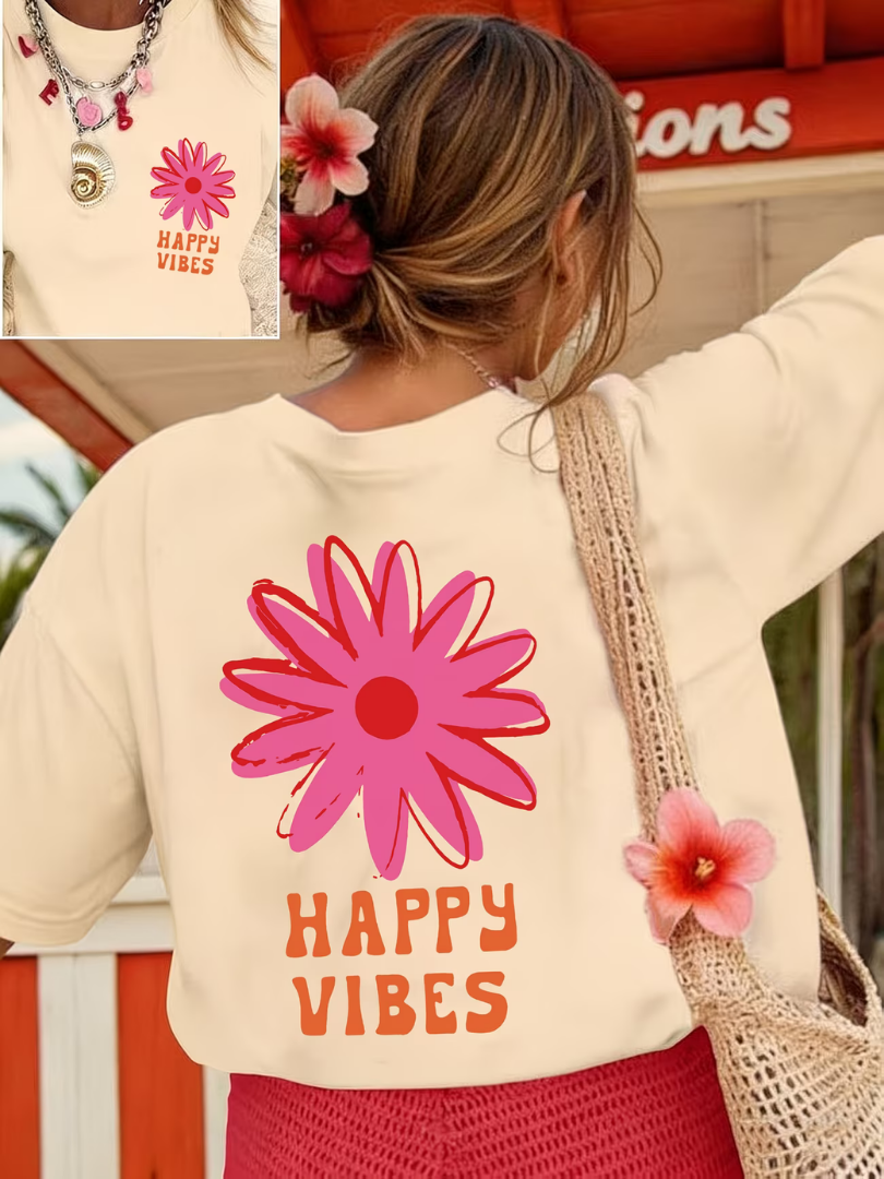Zorina - T-shirt oversize con stampa floreale, mano morbida