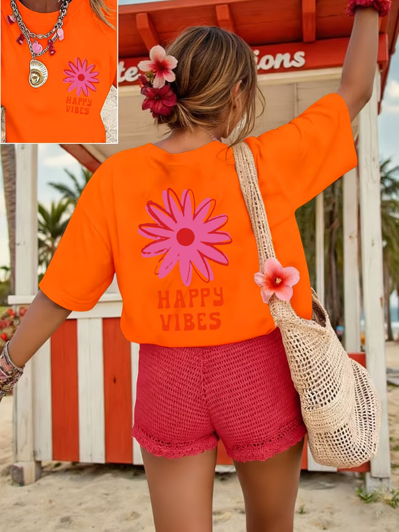 Zorina - T-shirt oversize con stampa floreale, mano morbida