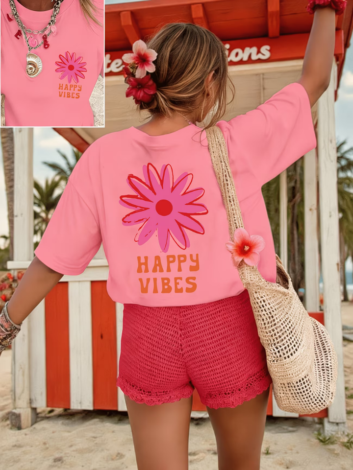 Zorina - T-shirt oversize con stampa floreale, mano morbida