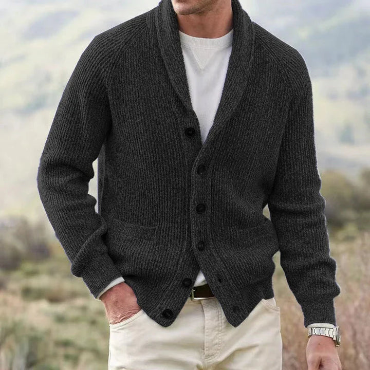 Bevan - Cardigan testurizzato con collo sciallato