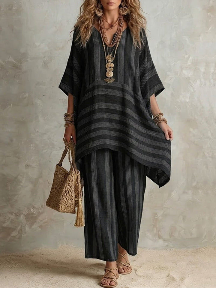 Elliotte - Coordinato con tunica a righe e pantaloni a gamba ampia