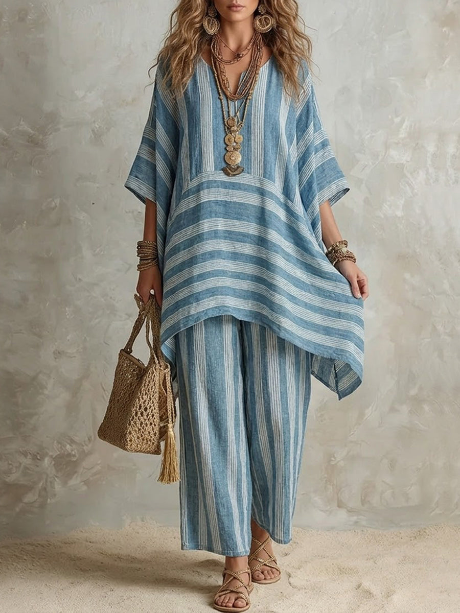Elliotte - Coordinato con tunica a righe e pantaloni a gamba ampia
