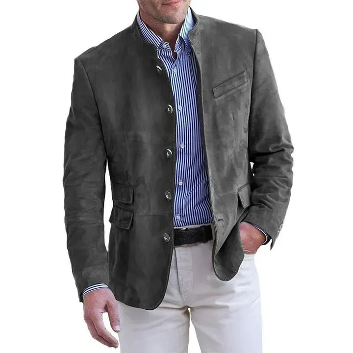 Tavrik - Blazer in tessuto morbido con collo alla coreana
