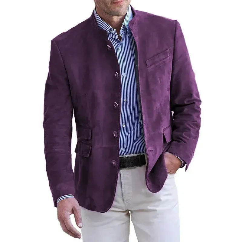 Tavrik - Blazer in tessuto morbido con collo alla coreana