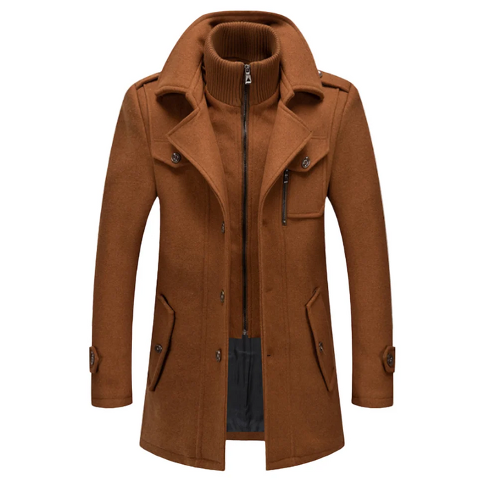 Davin - Cappotto medio-lungo a collo alto multistrato