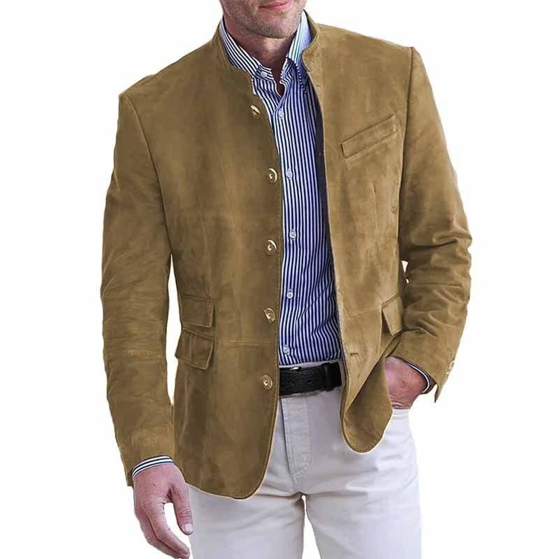 Tavrik - Blazer in tessuto morbido con collo alla coreana