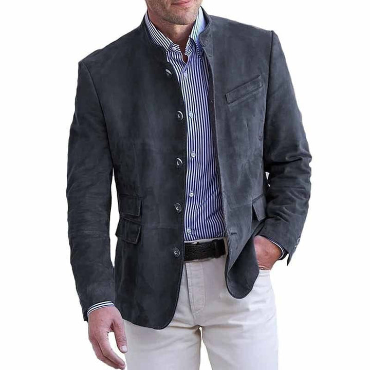 Tavrik - Blazer in tessuto morbido con collo alla coreana