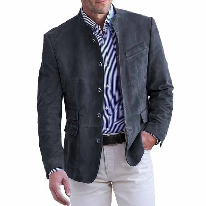 Tavrik - Blazer in tessuto morbido con collo alla coreana