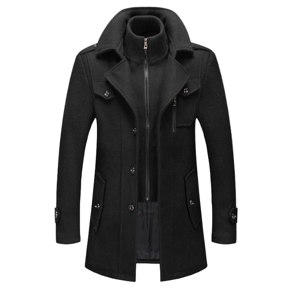 Davin - Cappotto medio-lungo a collo alto multistrato
