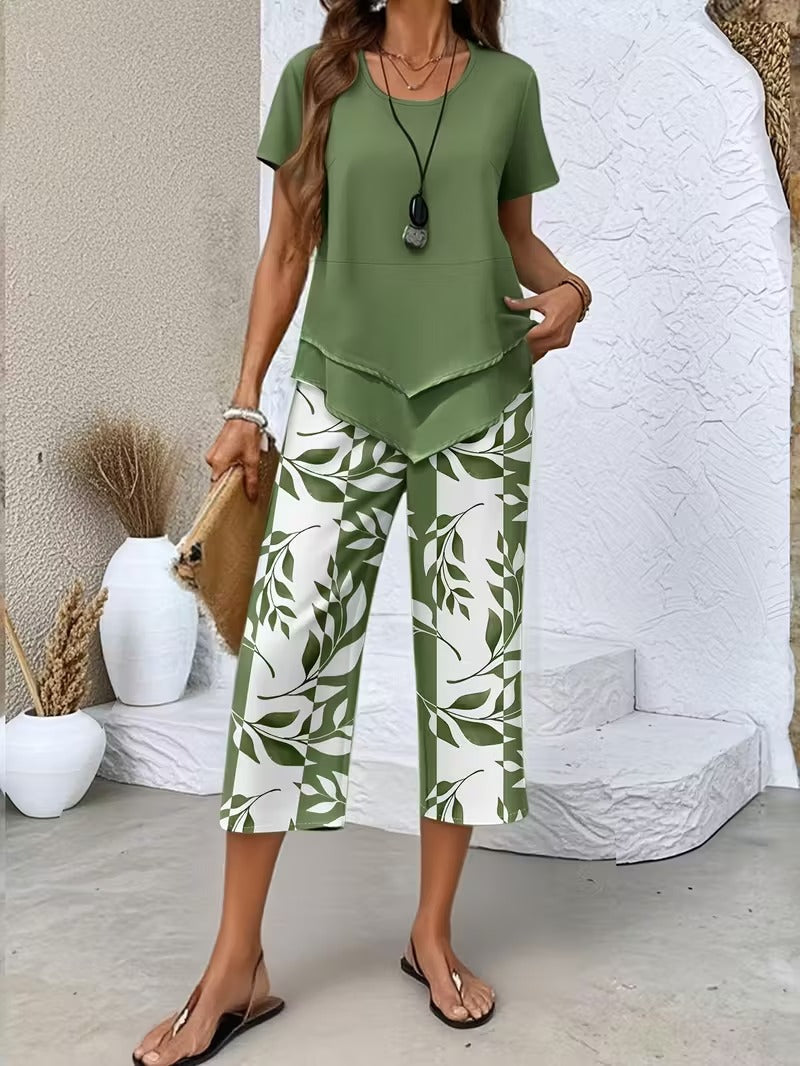 Samirae - Coordinato due pezzi con stampa foliage