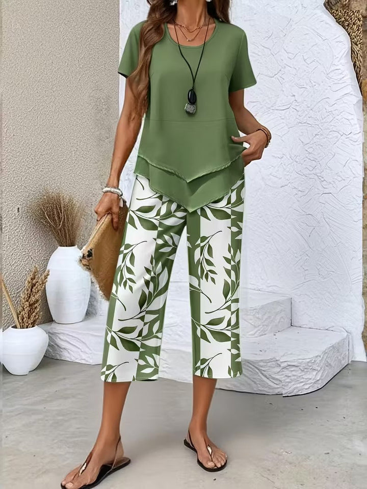 Samirae - Coordinato due pezzi con stampa foliage