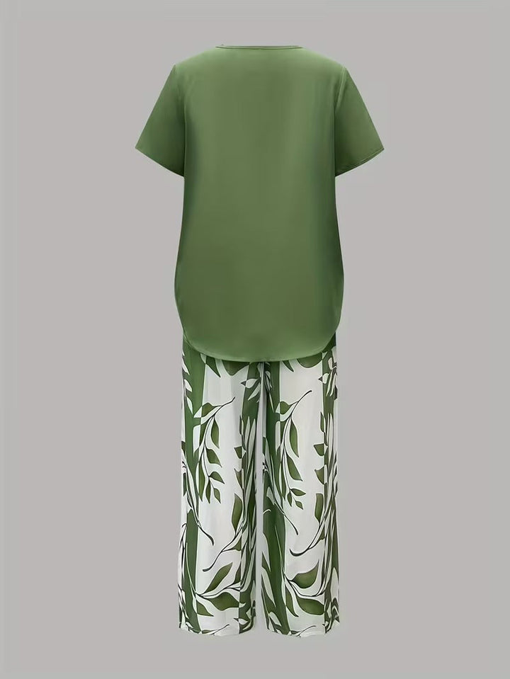 Samirae - Coordinato due pezzi con stampa foliage
