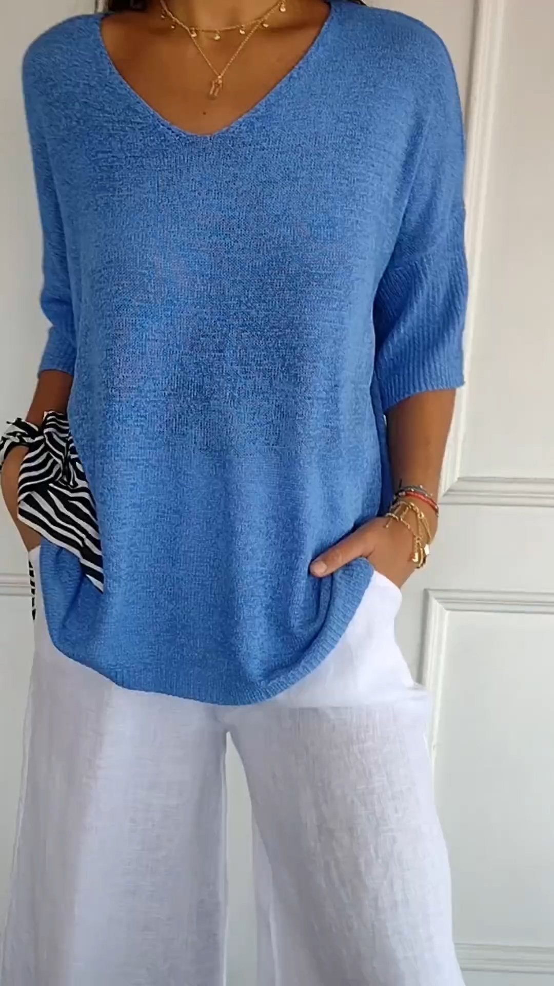 Urina - Top con scollo a V effetto soft touch