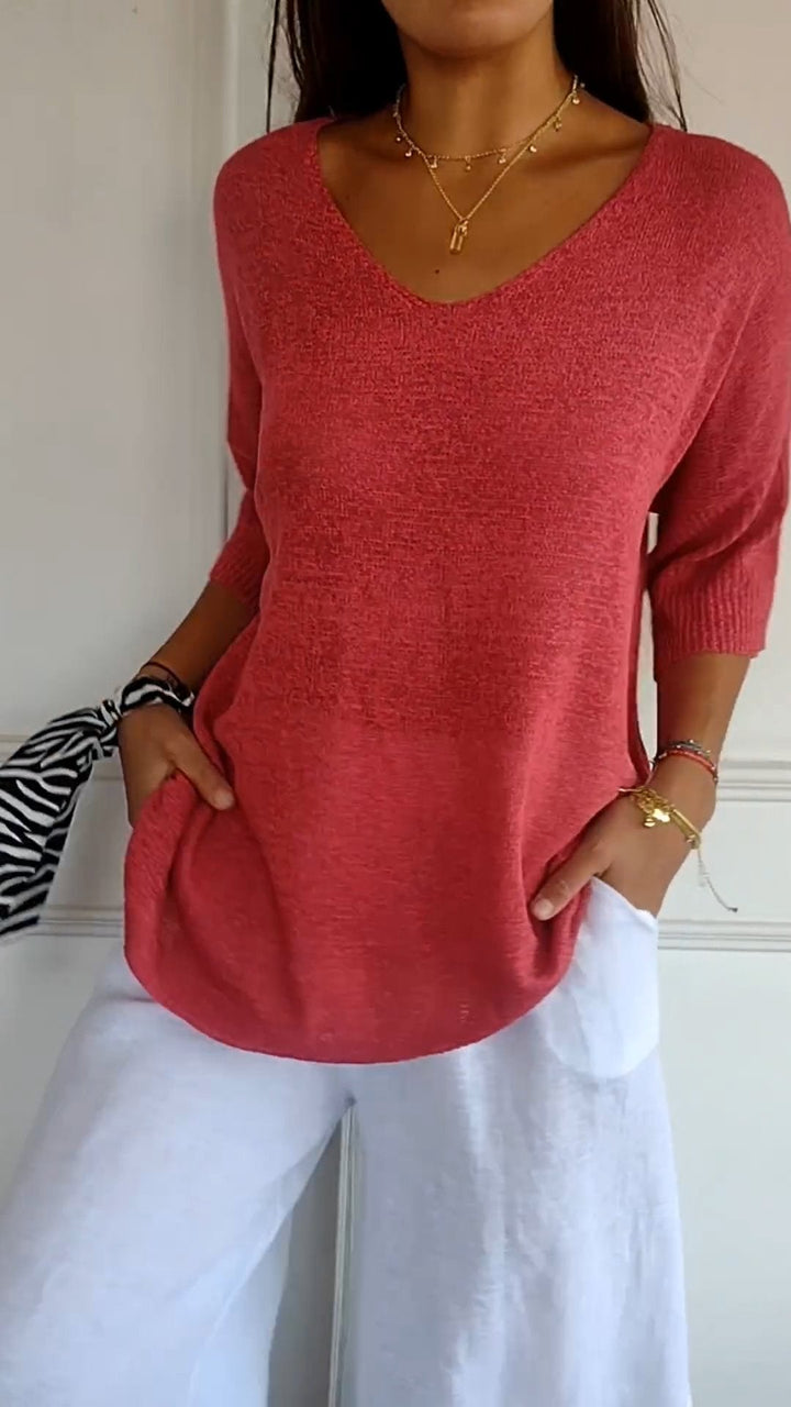 Urina - Top con scollo a V effetto soft touch