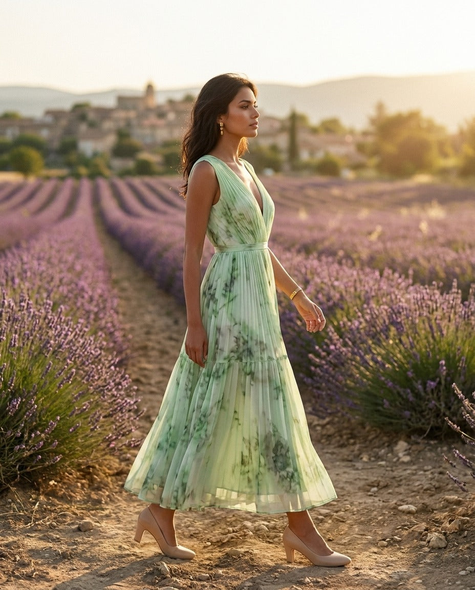 Nadia - Abito midi plissé a fiori
