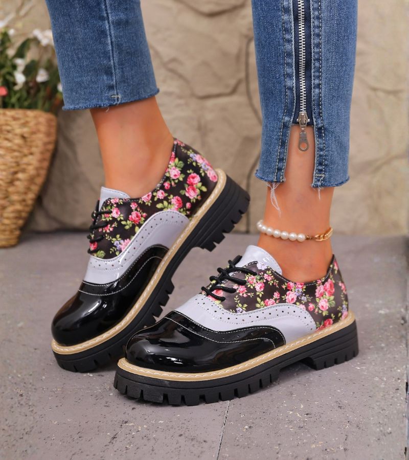 Dagna - Scarpe Oxford floreali di pregio