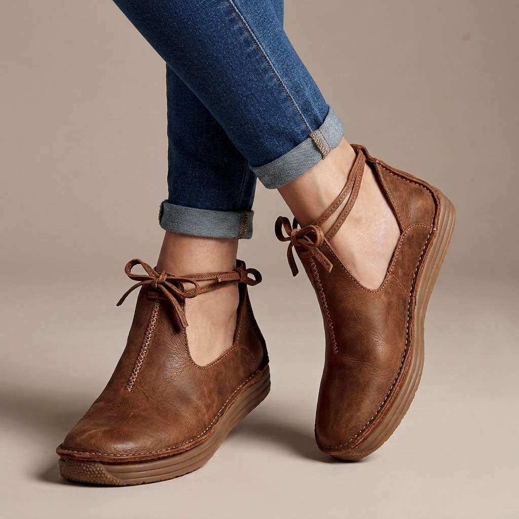 Delaina - Scarpe stringate in pelle vintage