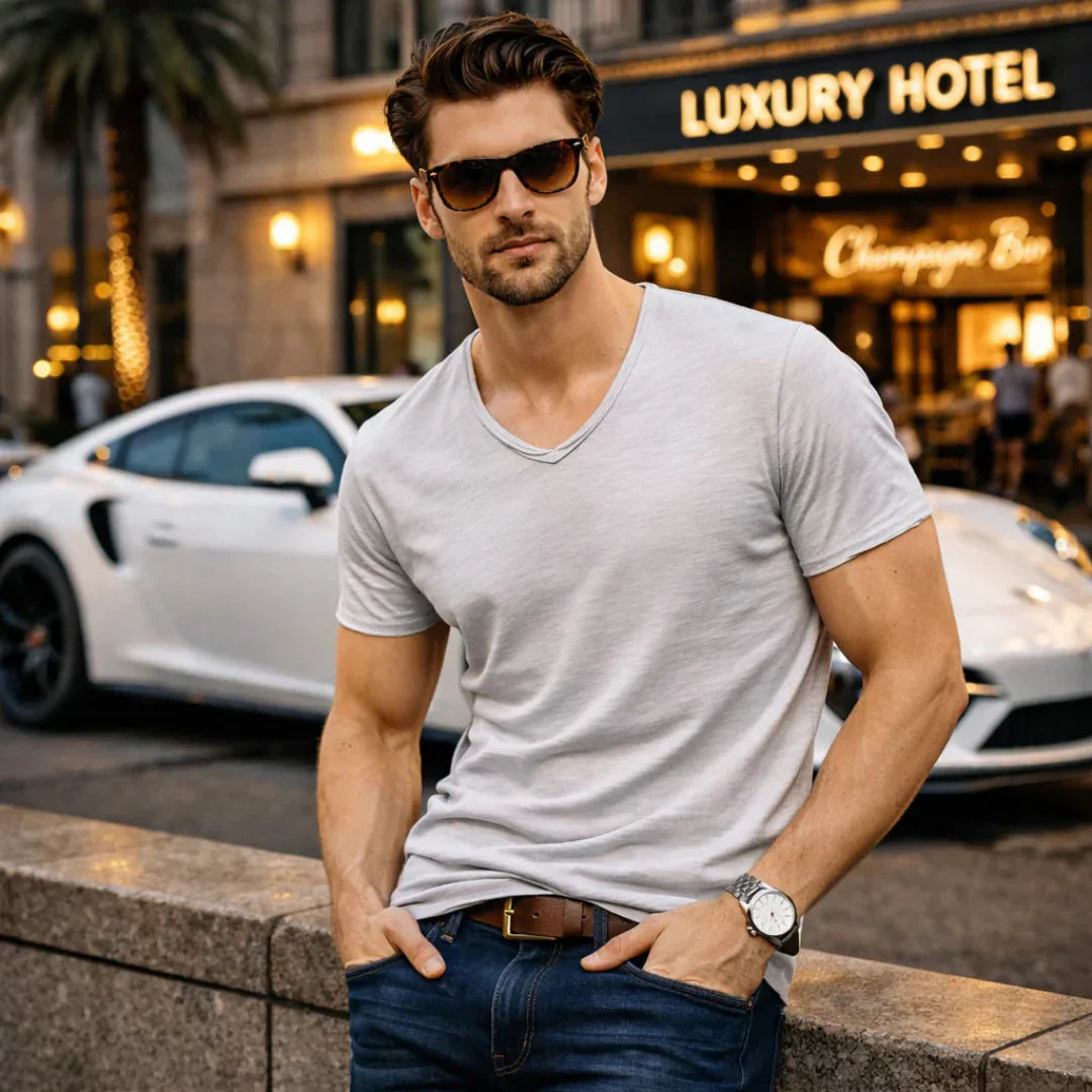 Jackson - T-shirt con scollo a V in jersey morbido
