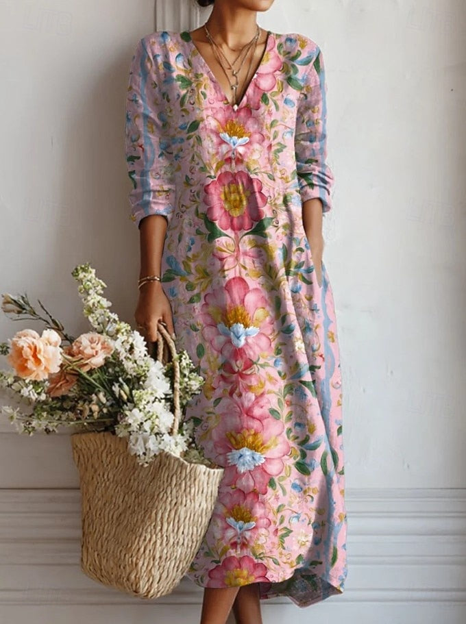 Ailsa - Abito midi floreale con scollo a V