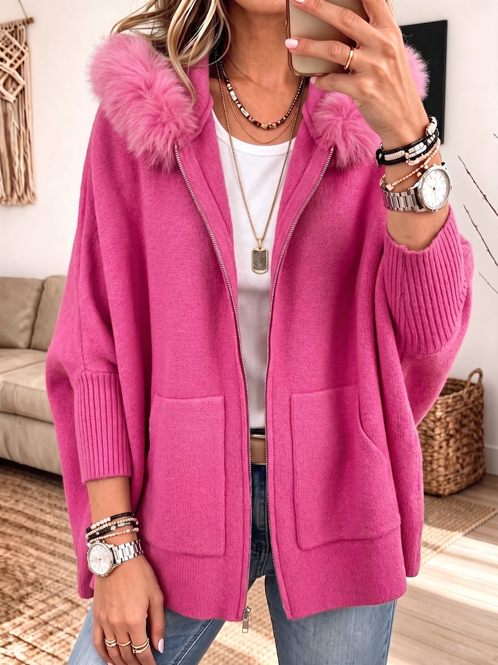Veronelle - Cardigan con cappuccio e zip dal tocco morbido