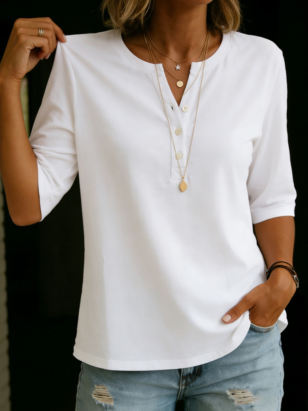 Brianna - Blusa casual con dettagli a bottoni