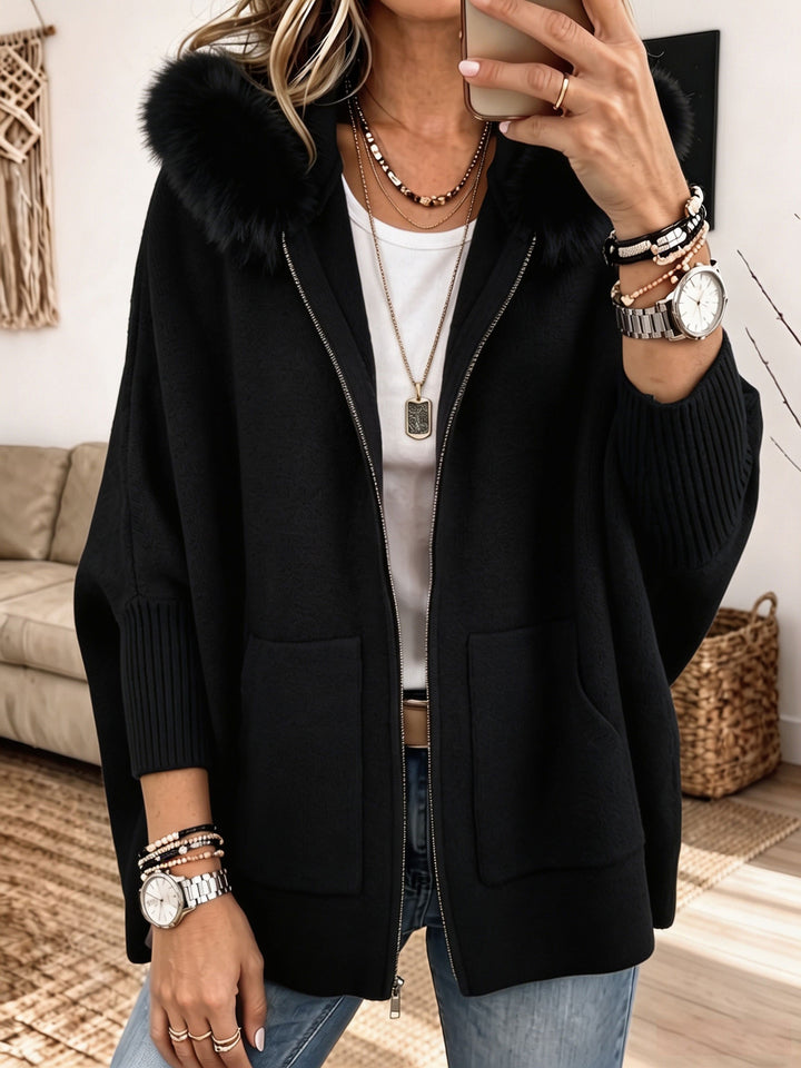 Veronelle - Cardigan con cappuccio e zip dal tocco morbido